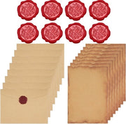 Set di buste vintage con 24 pezzi di buste in carta kraft con 8 adesivi per sigillo in cera - Set di lettere d'amore romantico per il matrimonio - Set di buste e papiere