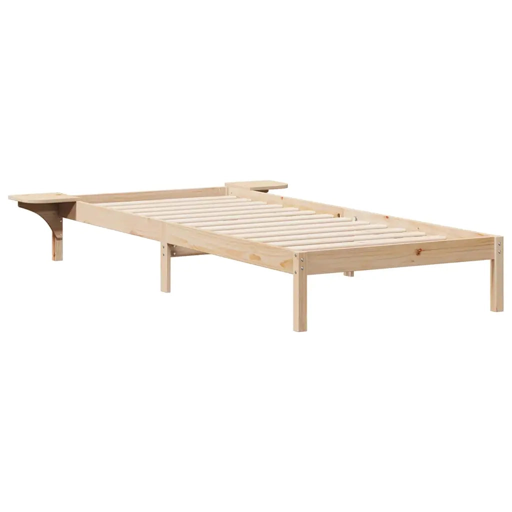 Letto con Tavolini Laterali Naturale 100 x 210 cm Pino massello 873223