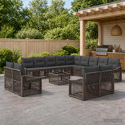 Set Divano da Giardino 14 pz Grigio polyrattan 3436190