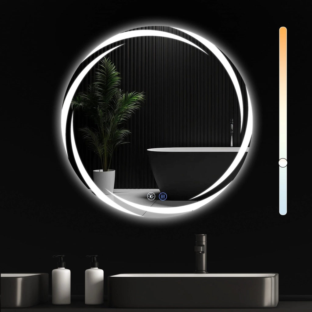 ZMH Specchio da bagno con illuminazione Specchio da bagno moderno rotondo IP44 con funzione touch