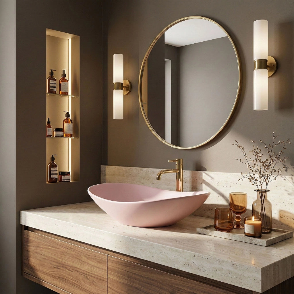 Lavabo Da Appoggio Rea Royal Powder Pink Matt
