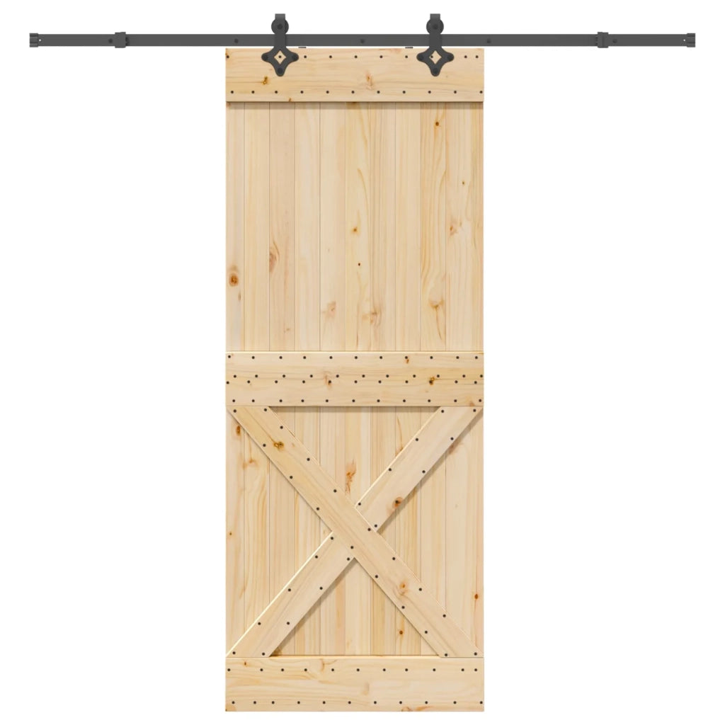 Porta scorrevole NARVIK Naturale e Nero 90 x 210 cm (213,5 cm) 3445380
