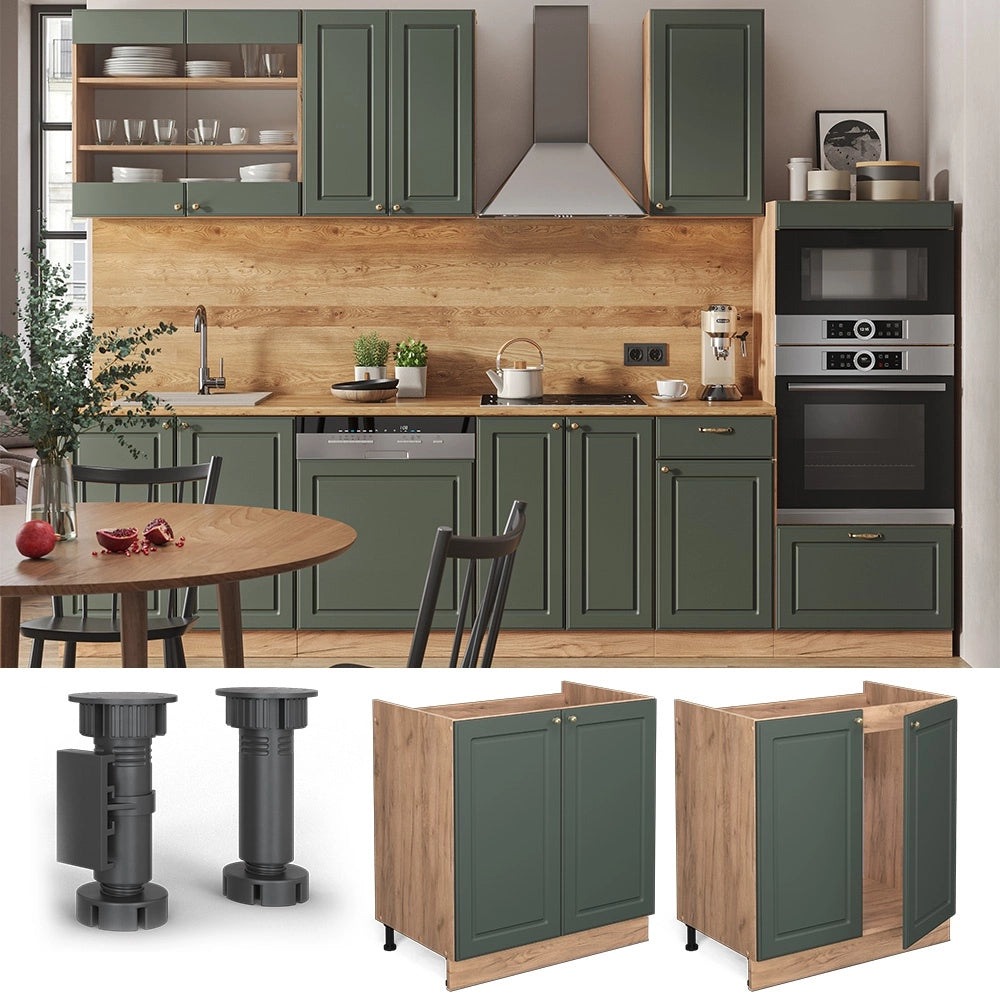 Mobile lavello cucina Fame-Line Verde-oro rustico/Rovere dorato 80 cm, PL Antracite Vicco