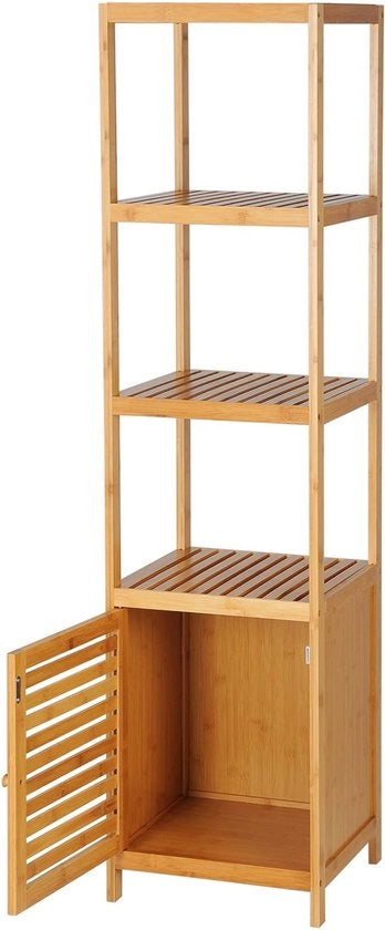 Credenza per bagno, in bambù, alta cassettiera, cassettiera per bagno con 5 gambe e spazio di archiviazione, alta cassettiera supplementare, per cucina, soggiorno, bagno, ingresso