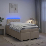 Letto con Box Spring, Materasso e LED Crema 120 x 190 cm 3451908