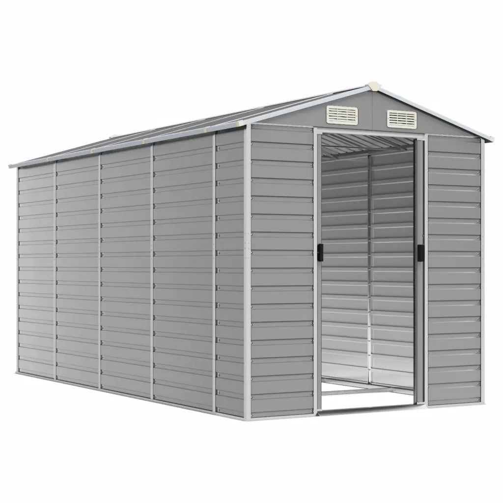 Casetta da giardino grigio chiaro 191x385x198 cm in acciaio zincato 3188245