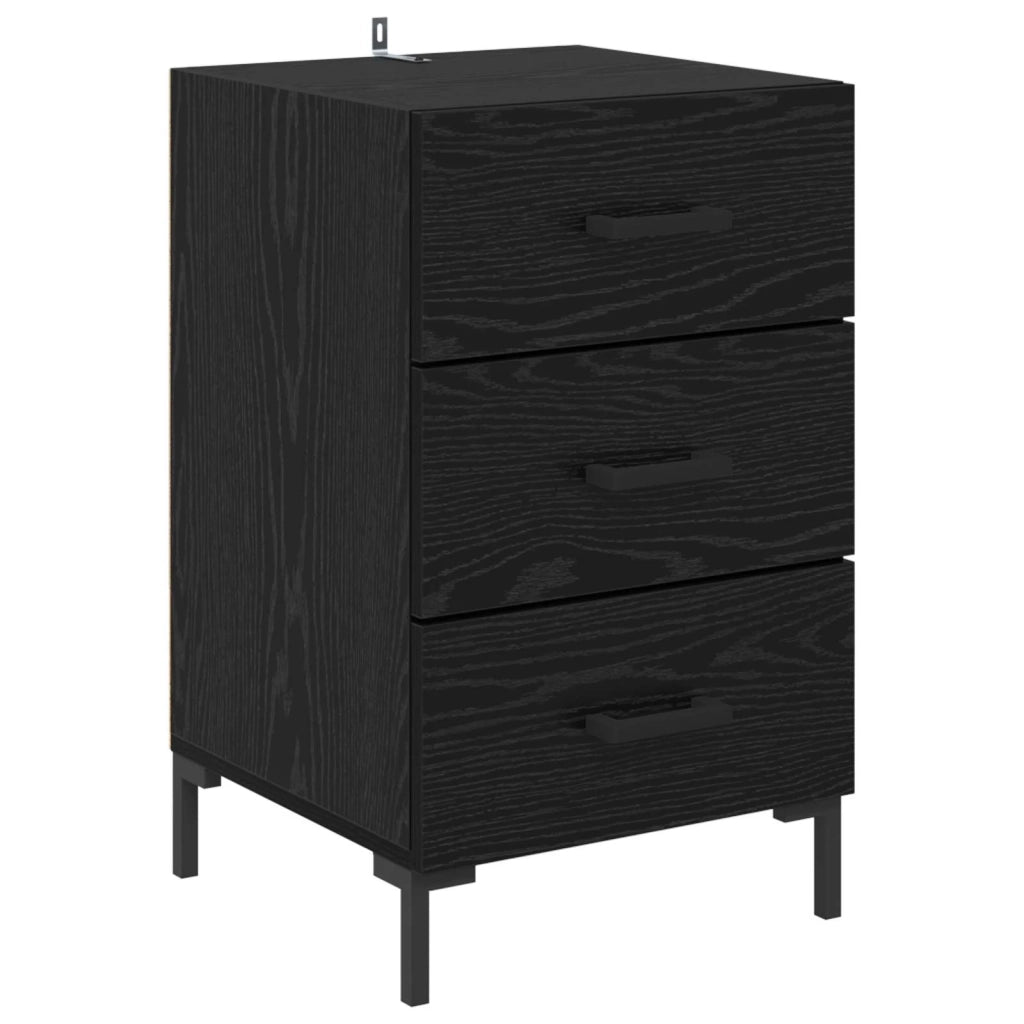 Comodino | Armadio da Notte | Mobiletto da notte Rovere Nero 40 x 40 x 66 cm Legno multistrato
