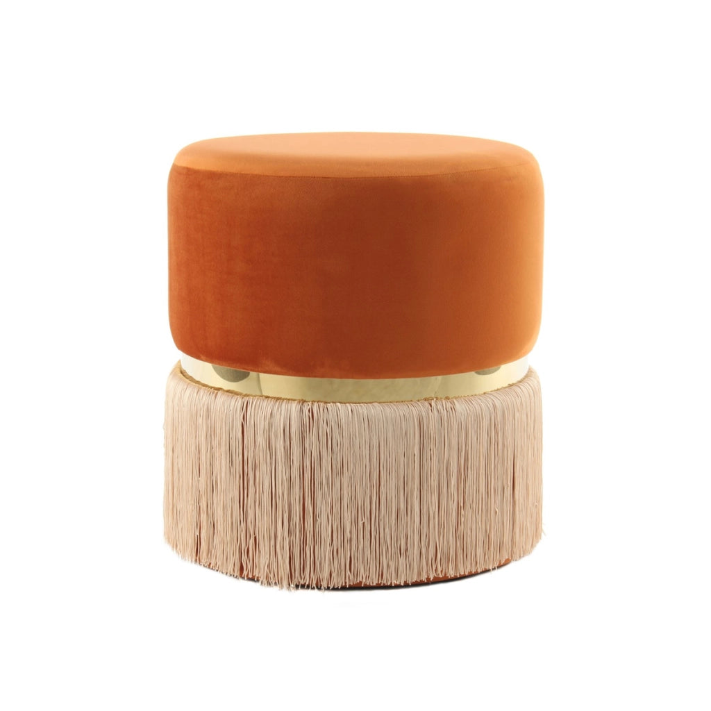 Pouf Rebecca Arancione e Oro con Frange