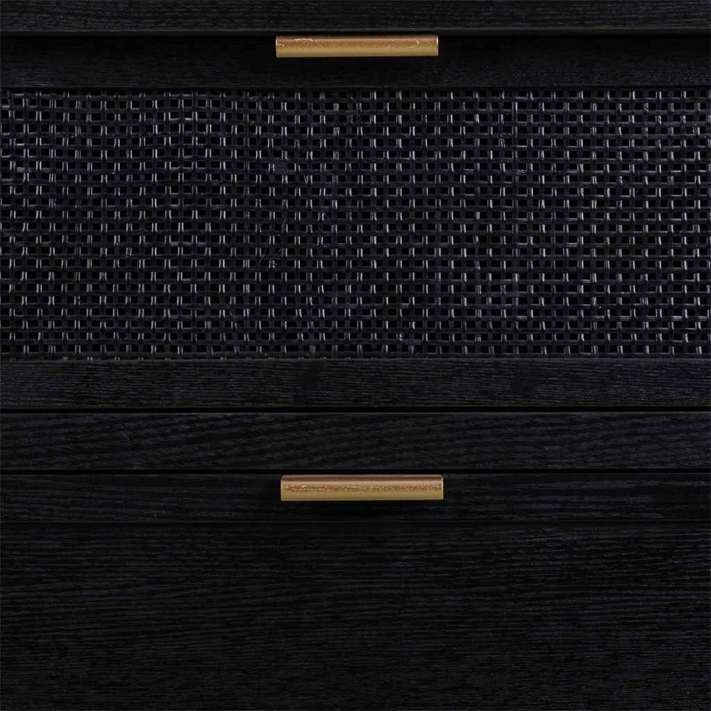 Cassettiera in legno e rete laccata nera 80x35x81h