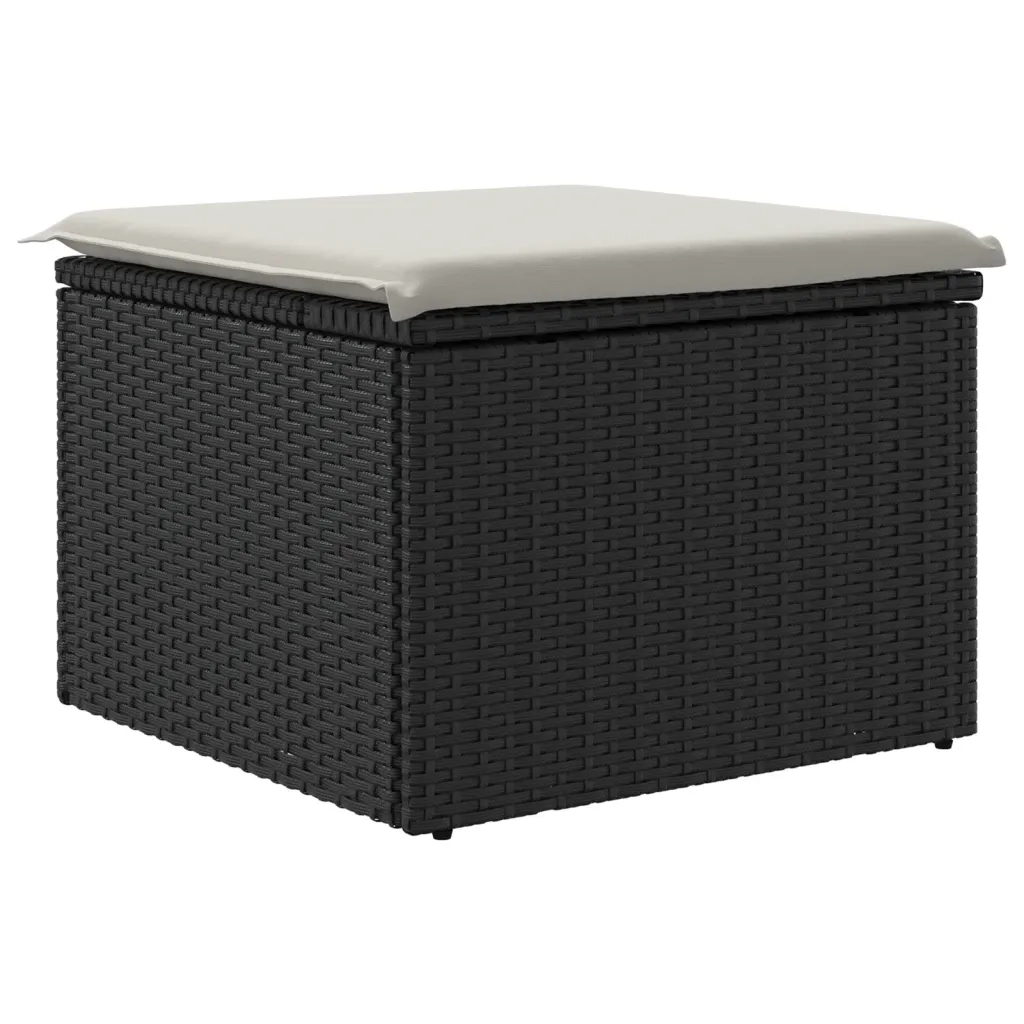 Sgabello Giardino con Cuscino Nero 55x55x37 cm in Polyrattan CFW3581271