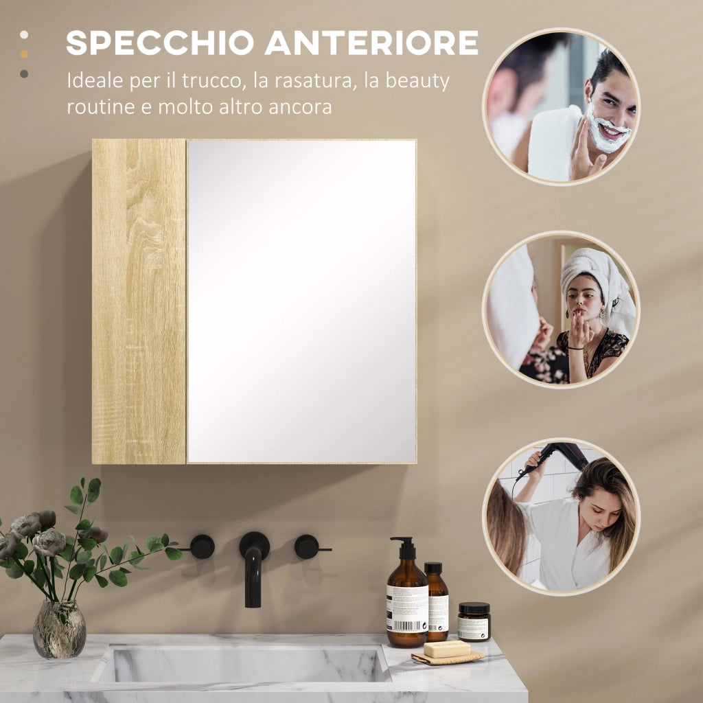 Mobile da Bagno con Specchio e Ripiani ¨C zephmum ¨C Truciolato, Legno, 60x15x60 cm