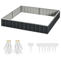Aiuola Rialzata, Modulabile r Senza Fondo in Acciaio Zincato, 258x90x30 cm, Grigio Scuro