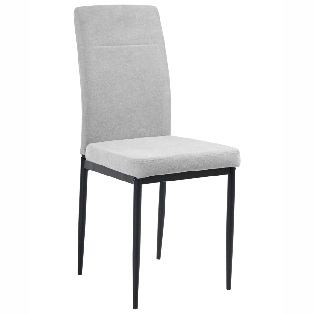 Set di 4 sedie da pranzo in tessuto, rivestimento grigio gambe in ferro nero senza braccioli per sala da pranzo