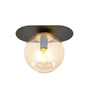 Lampada da tavolo Plaza in acciaio nero opaco e vetro ambra