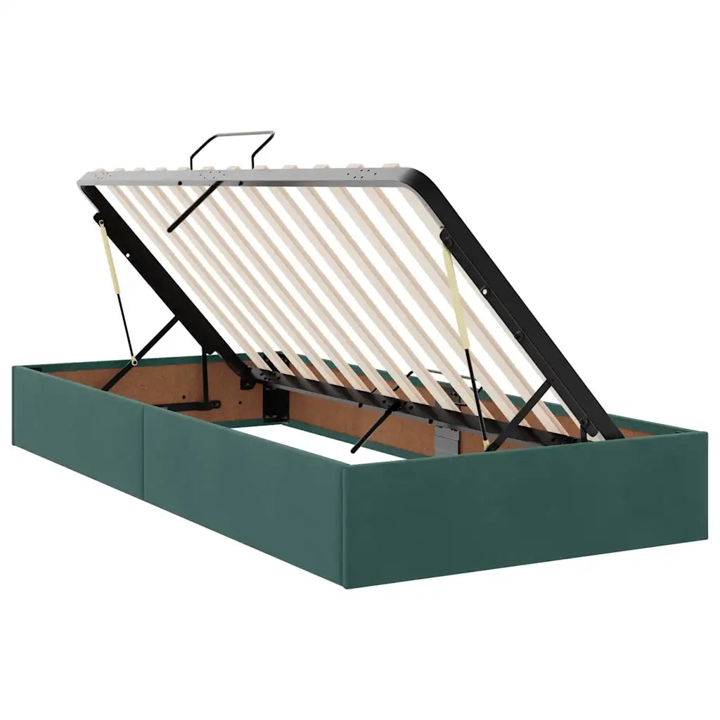 Letto con contenitore e materasso Verde Scuro 90 x 190 cm