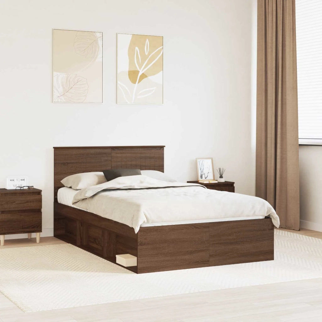 Struttura del letto Rovere Marrone 120 x 190 cm Pino massello 3410633