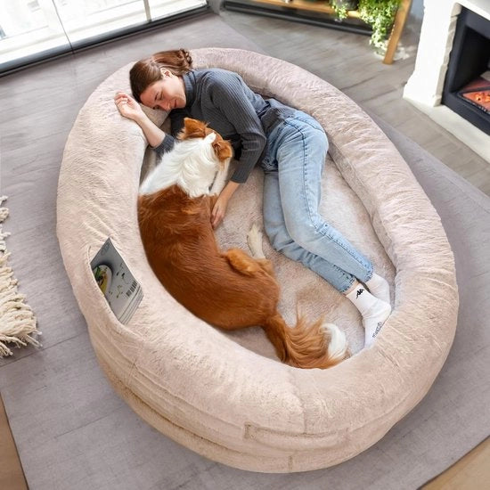 Cuscino per cani - Cuscino per cani caldo e confortevole per cani - Copertura rimovibile (Beige)
