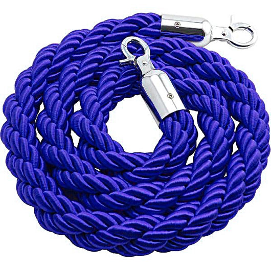 Cordone intrecciato 2mt con moschettoni silver Blu