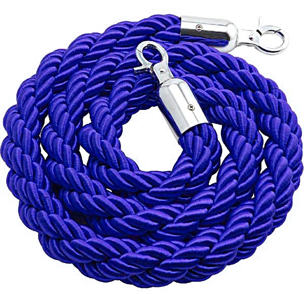 Cordone intrecciato 2mt con moschettoni silver Blu