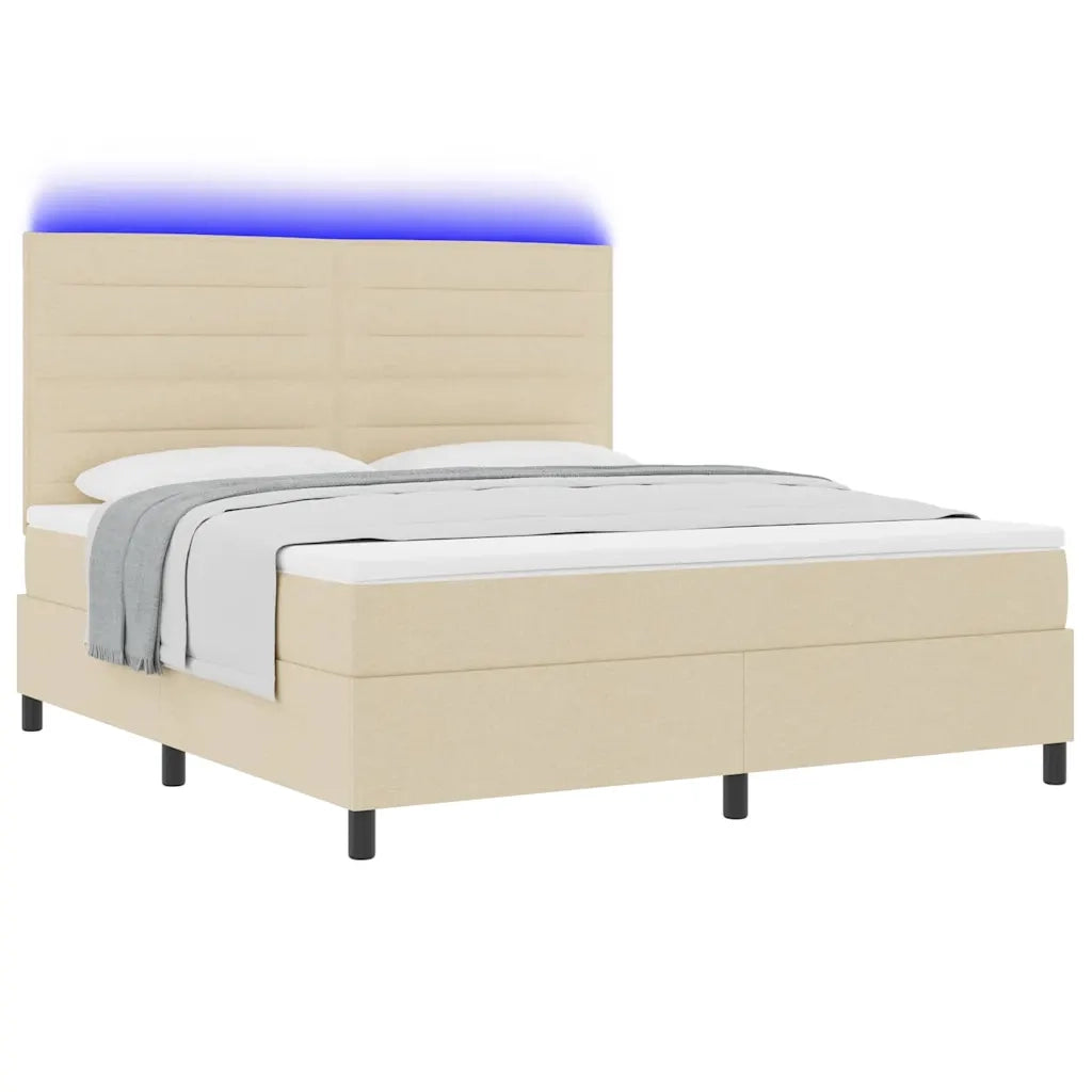 Letto a molle con materasso con led Crema 180 x 200 cm Tessuto