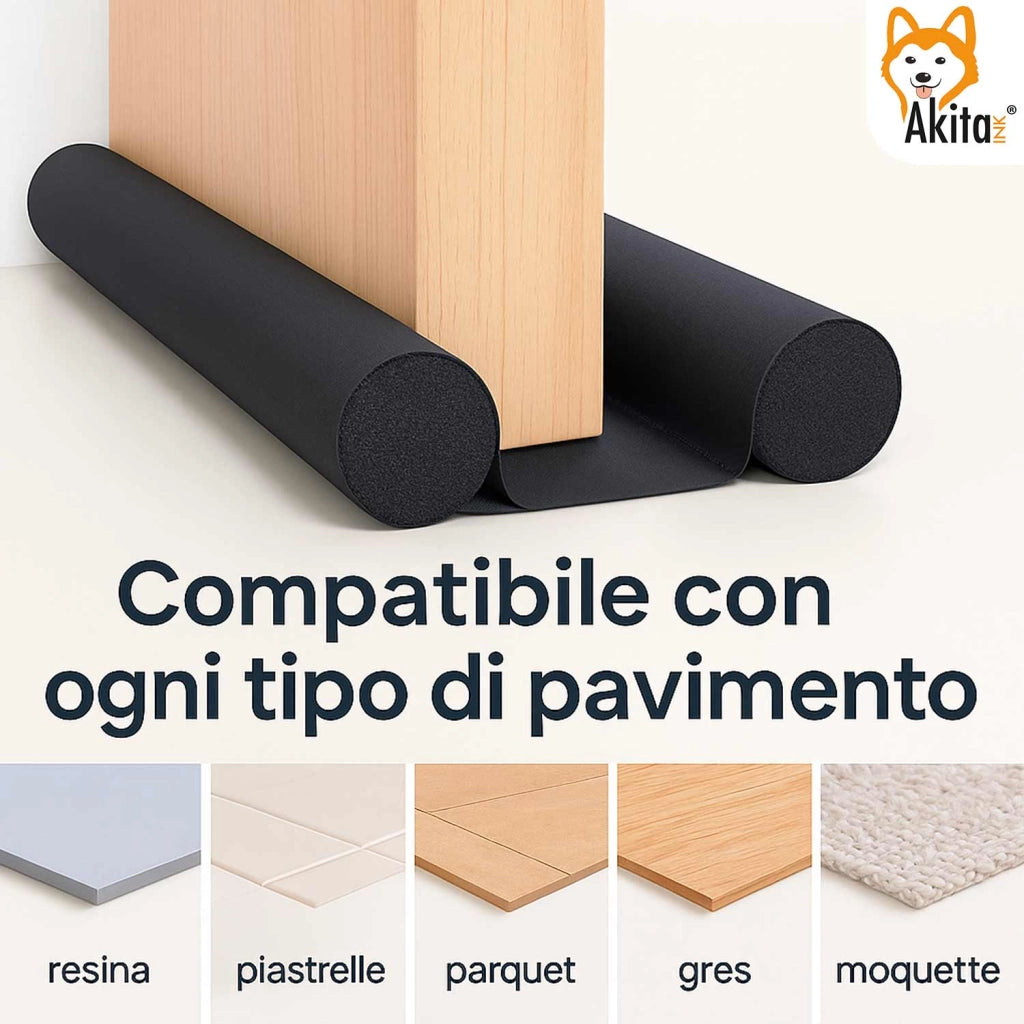 Akitaink 2 pz Paraspifferi Porta Doppia Guarnizione 90 cm Nero