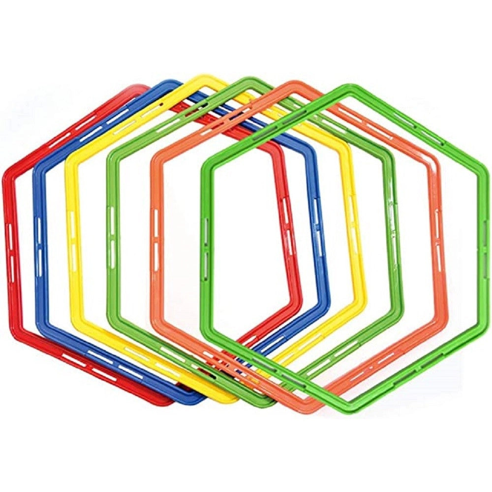 Trade Shop - Set 6pz Cerchi Piatti Allenamento Agilità Esagonale Per Calcio Fitness Da 50cm -
