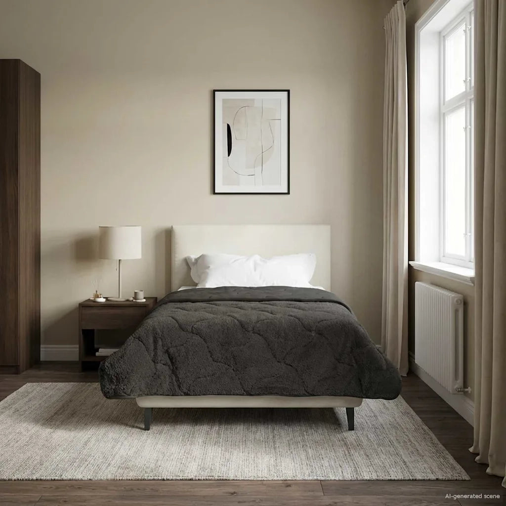 Duvet Estivo Antracite 155 x 200 cm Microfibra e Fleece Teddy 42026159