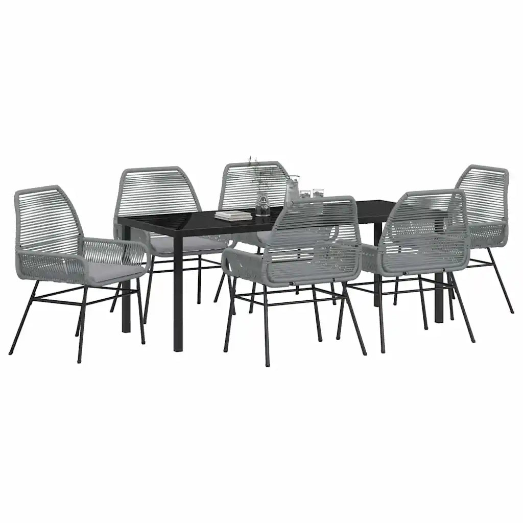 Set da Pranzo per Giardino con cuscino 7 pcs Grigio polyrattan 3380888