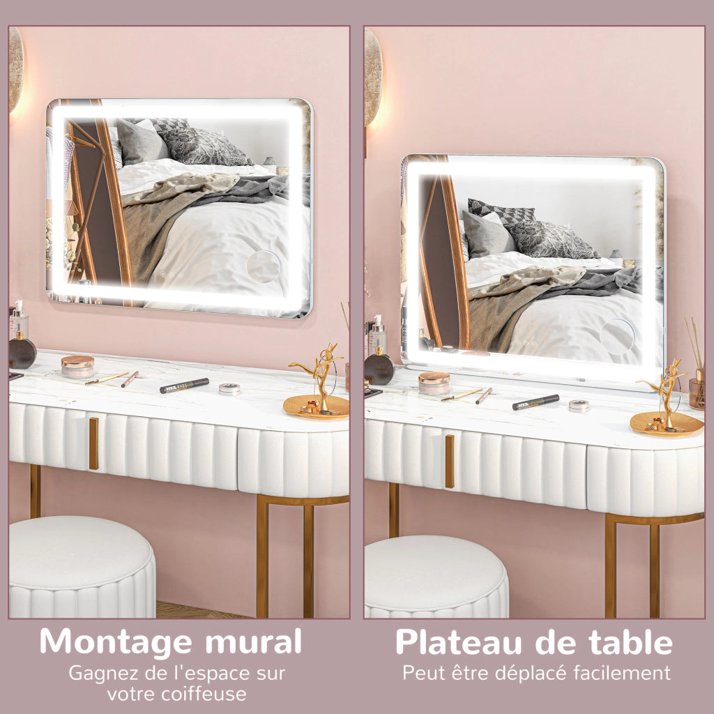 Specchio LED con ingrandimento 10X ¨C Zephmum ¨C Bianco 80x62 cm