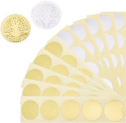 Etichette di certificazione Blanco - 300 pezzi - bordo a cartella - diametro 45 mm - finitura argentata e oro - etichette di premiazione, etichette di rilievo - certificazione e diploma