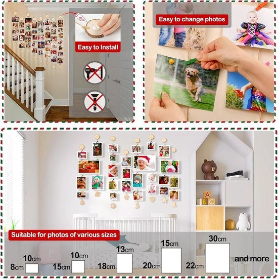 Collage a muro - Appeso - Decorativo - 5 pezzi - Bianco - Legno
