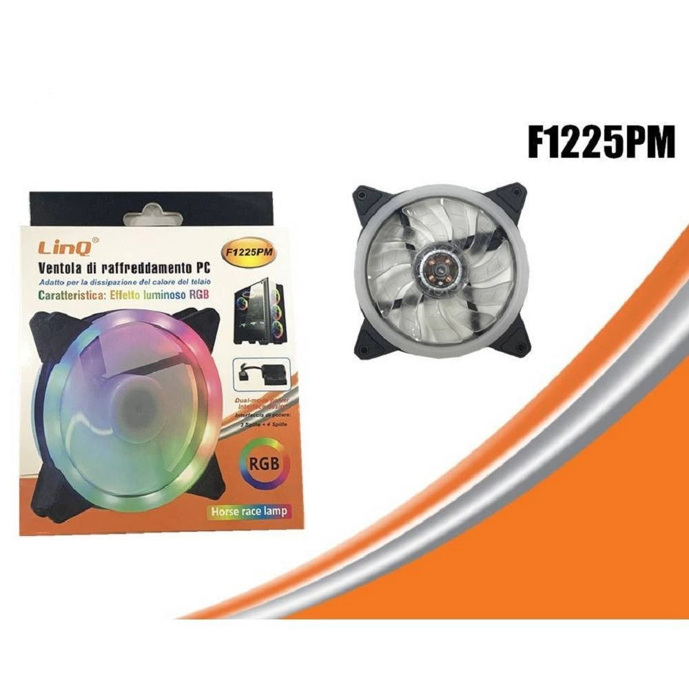 Trade Shop - Ventola Raffreddamento Dissipazione Cooling Fun Per Telaio Pc Luce Led Rgb F1225pm -