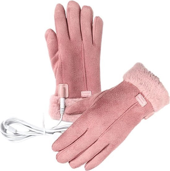 Manopole Riscaldate - Manopole Riscaldate per Bicicletta - Manopole Riscaldate per Donna - Manopole Antigelo per Bicicletta - Touchscreen - Manopole Termiche a Maglia - Rosa - Tre Modalità - Comfortevoli - Adatte per Biciclette, E-Biciclette, Scooter