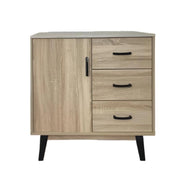 MOBILE MODERNO IN LEGNO CON 3 CASSETTI, 1 ANTA E PIANO D'APPOGGIO COLORE ROVERE DIMENSIONI 80X38X74 CM