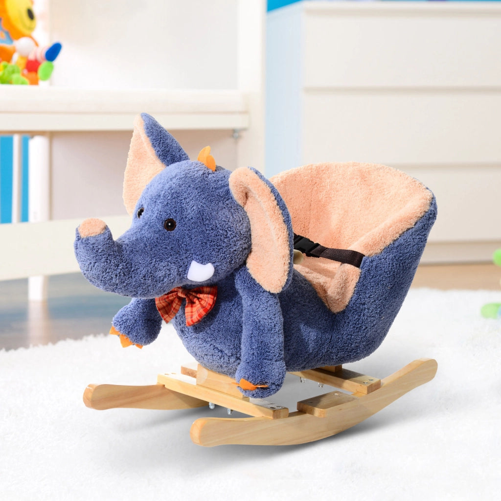 Cavallo a Dondolo in Legno per Bambini Elefante ¨C zephmum ¨C 60x33x45cm