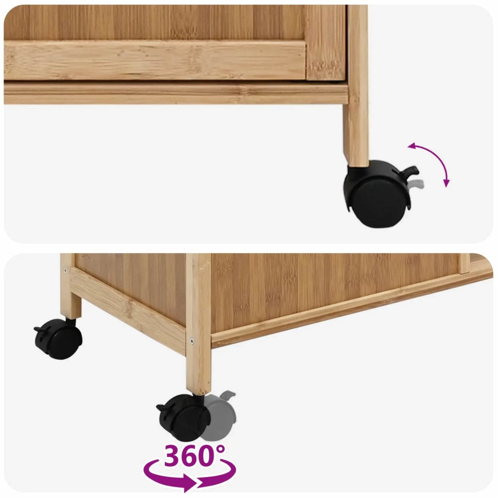 Carrello da Cucina con Ruote Naturale 90,5 x 36 x 86,5 cm Bambù 42028293