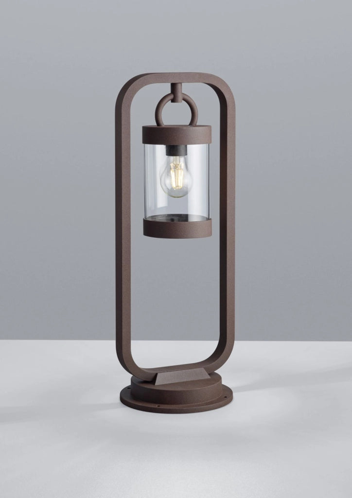 SAMBESI PALO LED DA ESTERNO LANTERNA CON SENSORE CREPUSCOLARE METALLO RUGGINE H. 60CM 1 LUCE ATTACCO E27