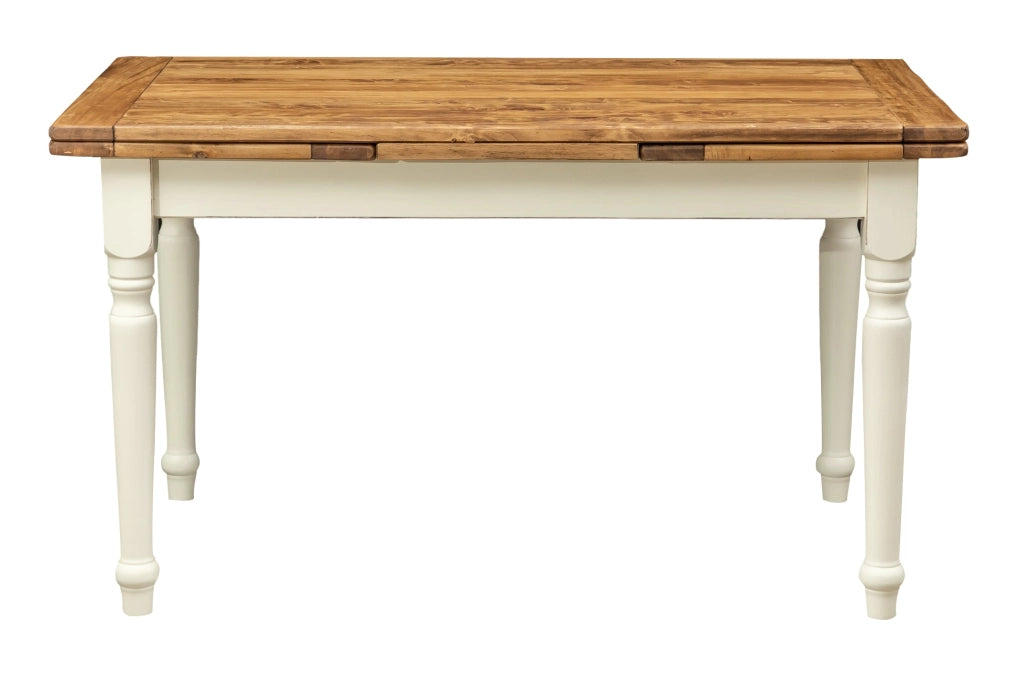 Biscottini Tavolo allungabile Country in legno massello di tiglio struttura bianca anticata piano naturale Made in Italy