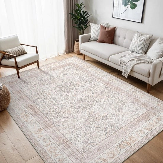Tappeto Vintage per Soggiorno e Camera da Letto, Lavabile, 140x200cm, Antiscivolo