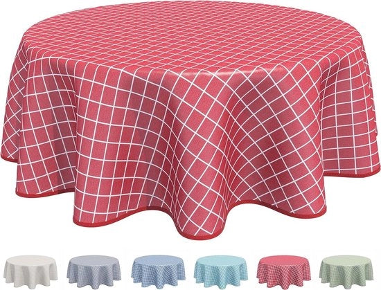 Tavolo da cucina con tovaglia, lavabile, rotonda, 160 cm, rosso