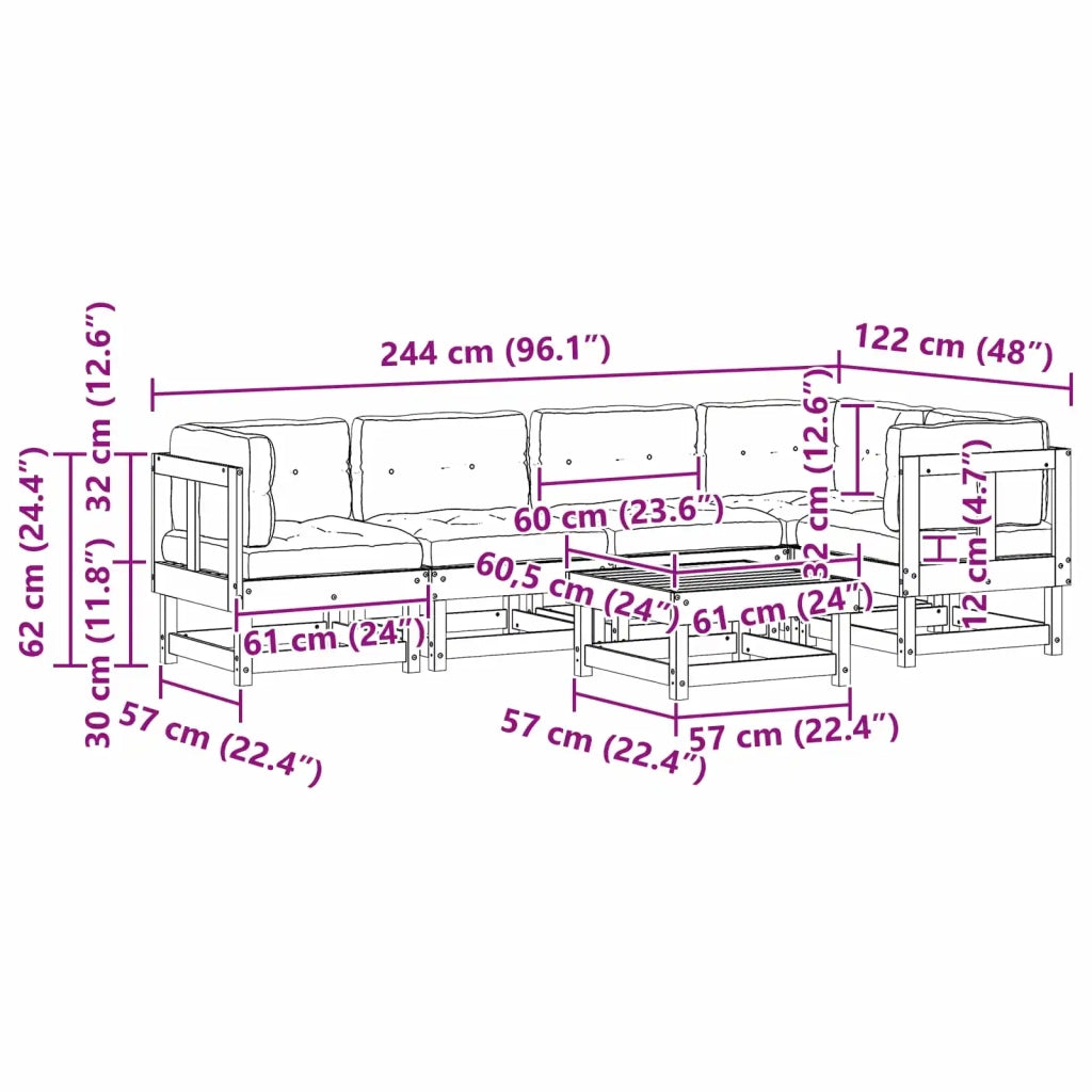 Set Lounge da Giardino 6 pcs Marrone Cerato