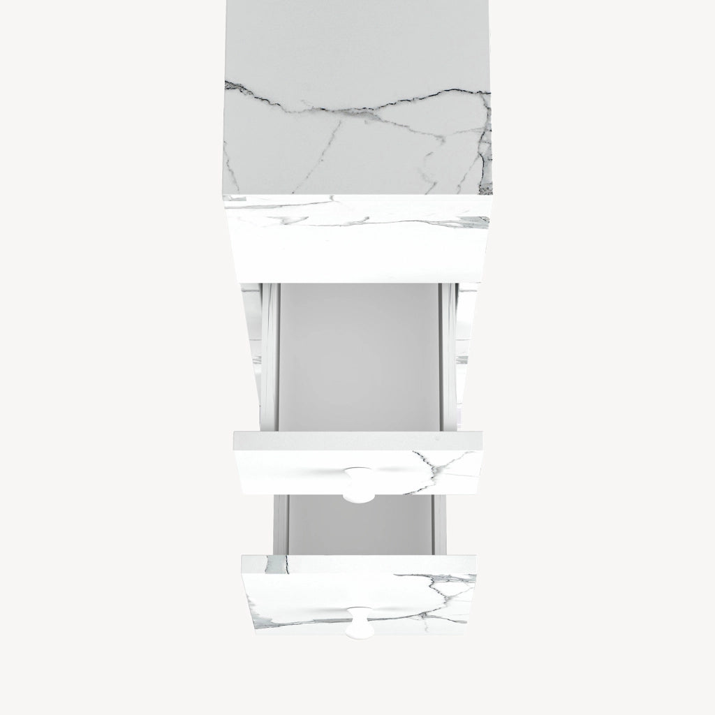 Mobile da Bagno Broreynna a Rotelle con 2 Cassetti 66 x 15 x 33 cm - Effetto Marmo Bianco [en.casa]