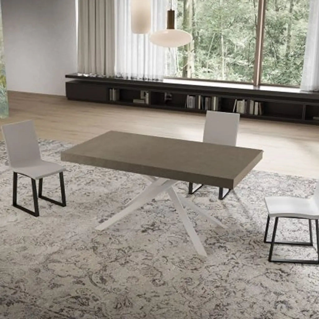 Tavolo allungabile 160/244x80 cm Niket tortora gambe bianche