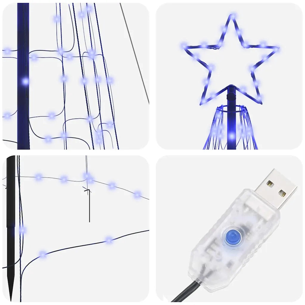 Albero di Natale LED con picchetti per il terreno Blu 400 cm 42018756