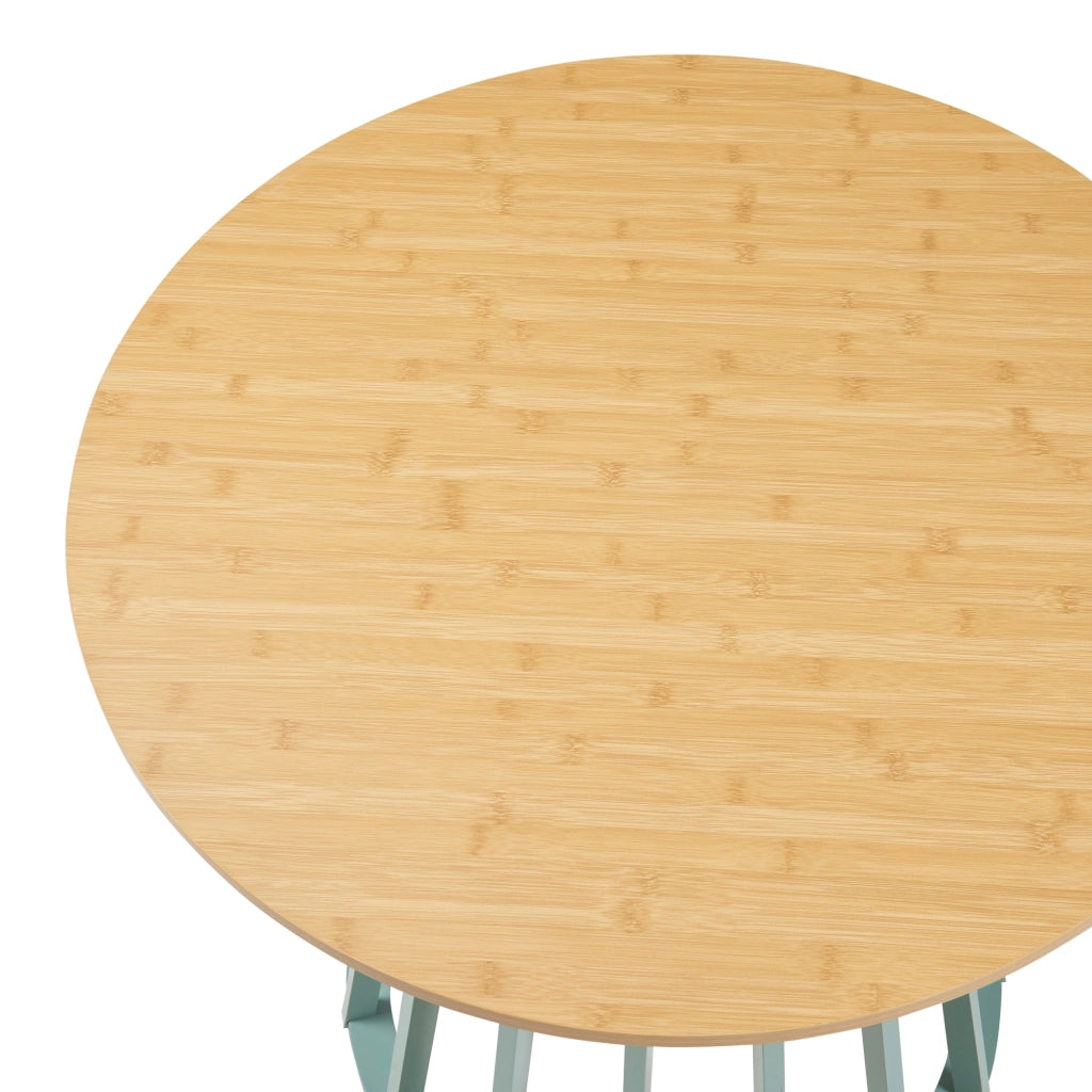 Tavolo Rotondo Lensuu da Pranzo (AxØ) 76 x 80 cm - Effetto Rovere/Verde Pastello [en.casa]