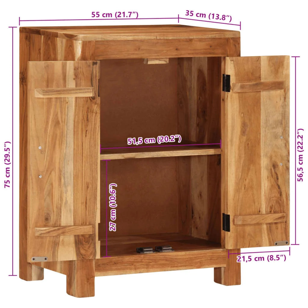 Credenza cassettiera armadio contenitore organizer cucina soggiorno salotto 55 x 35 x 75 cm legno massello di acacia marrone 02_0029591