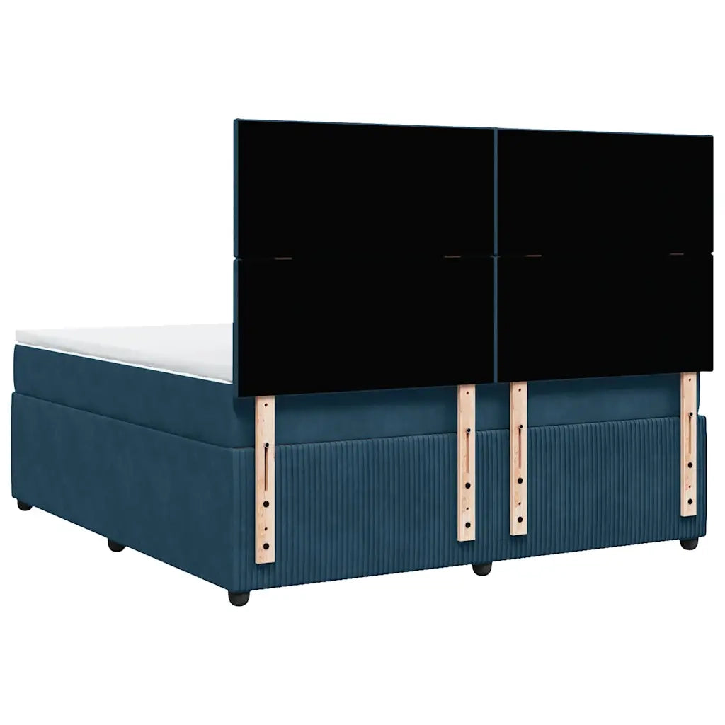Giroletto a Molle con Materasso Blu Scuro 180x200 cm in Velluto