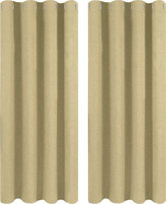 Tende 2 pezzi - 100% Poliestere - Tendaggio/Tenda/Vetrata - Oscurante e Termoisolante - Beige - 135x175 cm