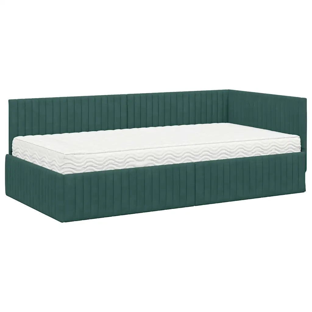 Struttura Letto Angolare con Materasso 2 pcs Verde Velluto 3393830