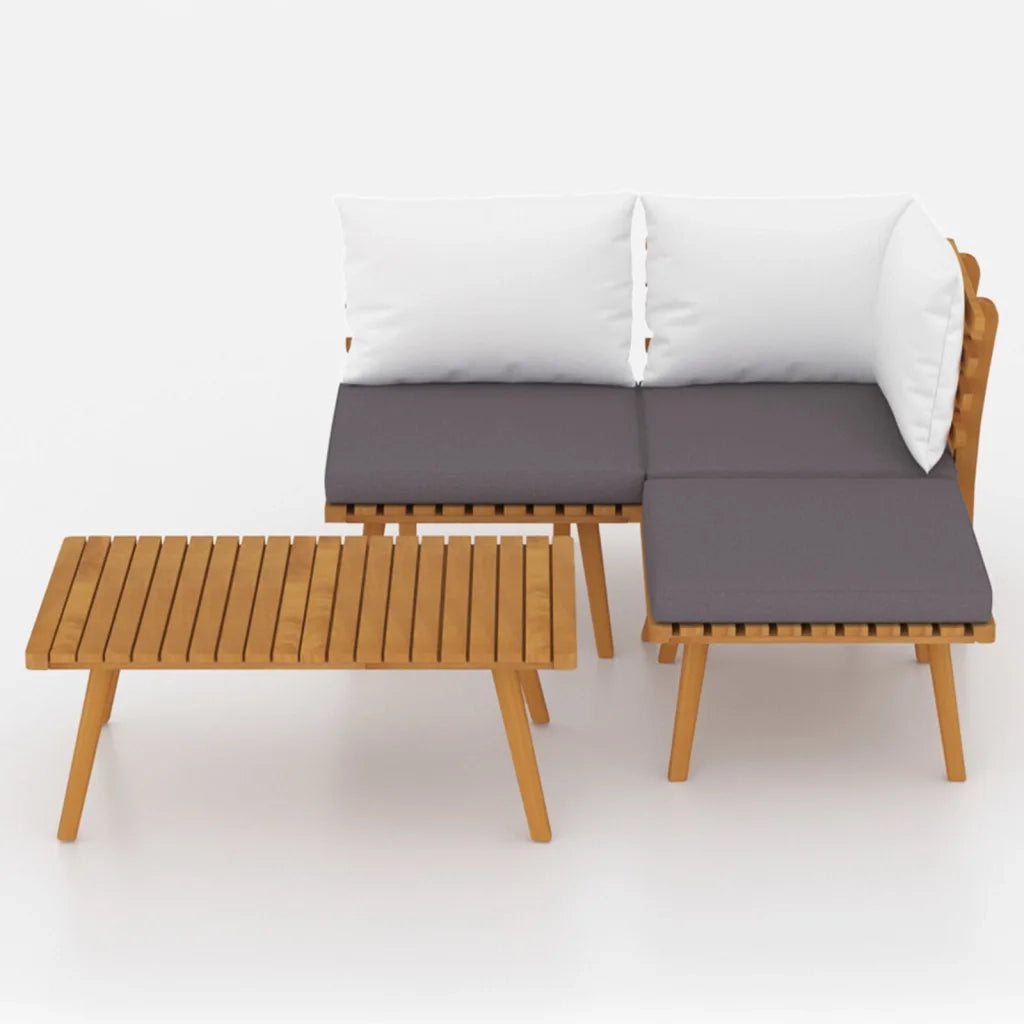 Set Divani da Giardino 4 pz con Cuscini in Massello di Acacia 3087030